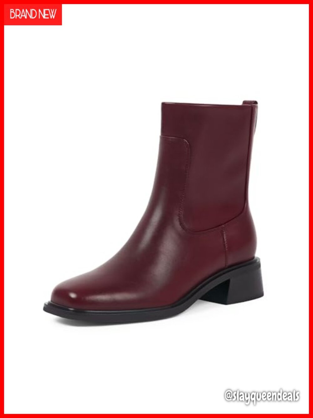 Women's Square Toe Low Heel Ankle Boots Faux Leather Comfort